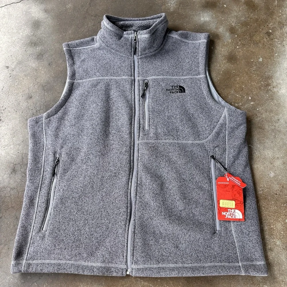 The North Face Gordon Lyons Vest Mens XL Gray Fleece Full Zip Outdoors NWT
